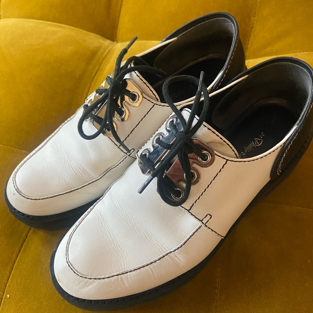 3.1 Phillip Lim lace up white leather loafers